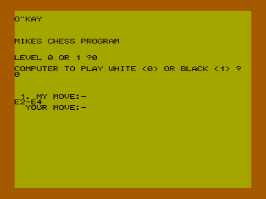 Скриншот: Mike’s Chess Program